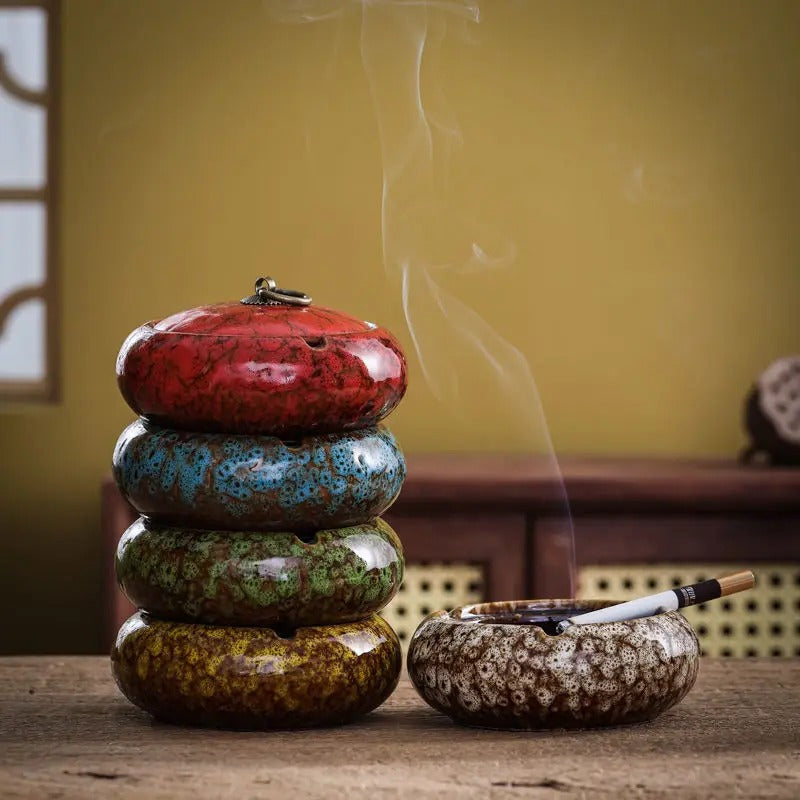 Ceramic Cigarette Tray with Lid