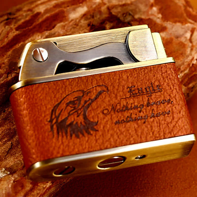 Vintage Eagle Leather Kerosene Lighter