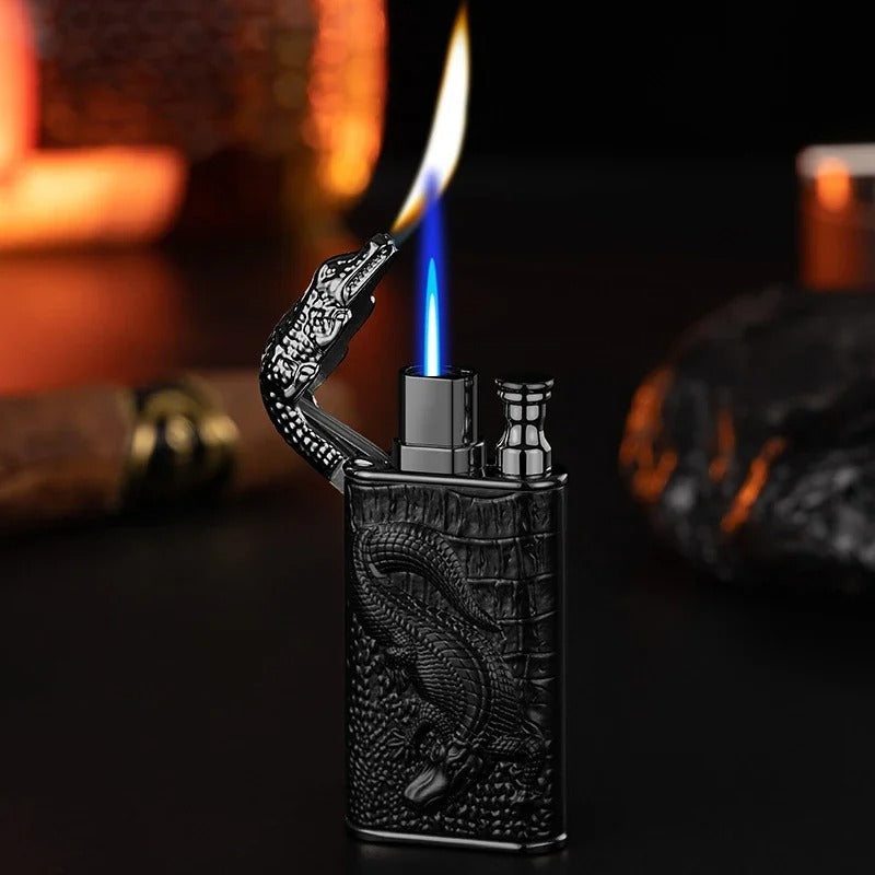 Creative 3D Engraved Crocodile Double Fire Lighter