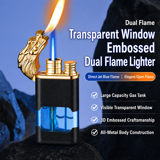 New Dragon Dual Flame Lighter-Large Tank- Refillable