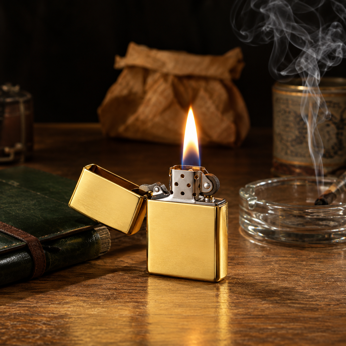 THE ICONIC BUNDLE - 3 in 1 Gift Set (Classic golden Zippo Lighter+Leather Cigarette Case+Zippo oil Bottle) (Copy) (Copy) (Copy)