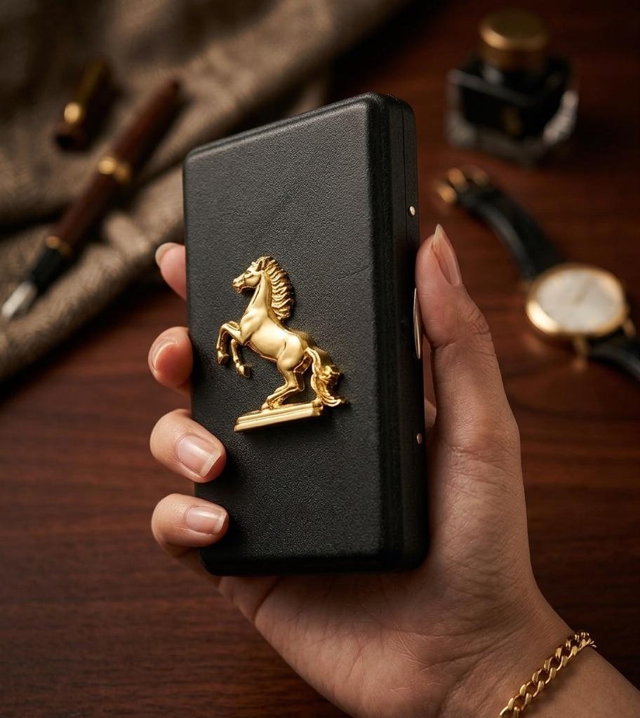 THE SIGNATURE SET - 3 in 1 Gift Set (Jack Daniels Zippo Lighter+Stallion Cigarette Case+Zippo oil Bottle)