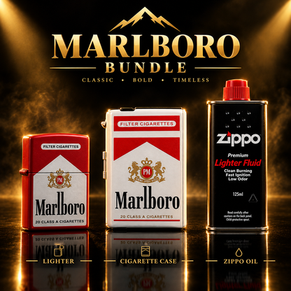 THE MARLBORO SET - 3 in 1 Gift Set (Marlboro Zippo Lighter+Marlboro Metal Cigarette Case+Zippo oil Bottle) (Copy) (Copy)