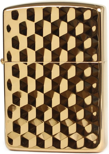 Close-up of the honeycomb pattern on the metal lighter surface