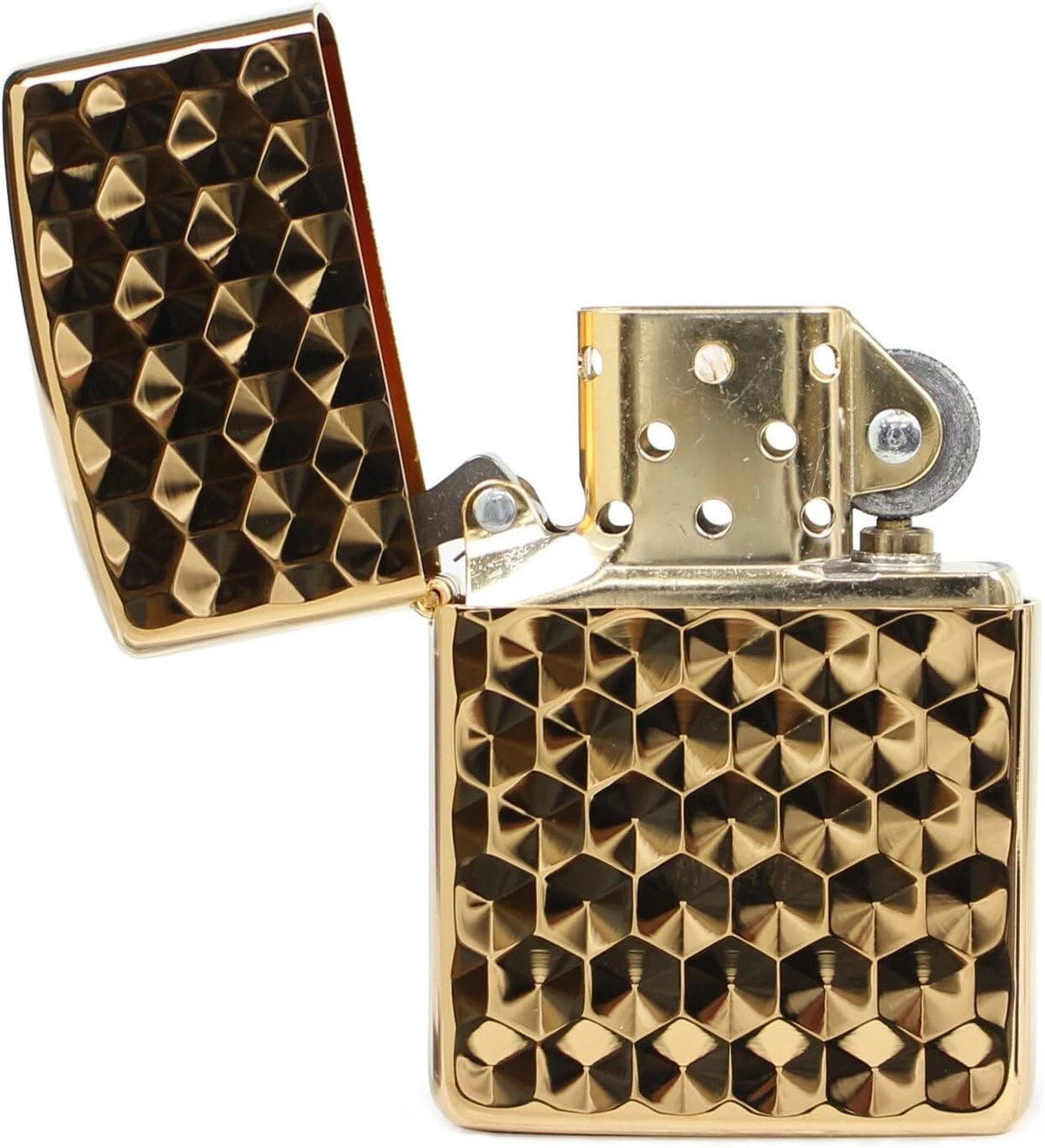 Premium Honeycomb Metal Lighter standing upright on a surface