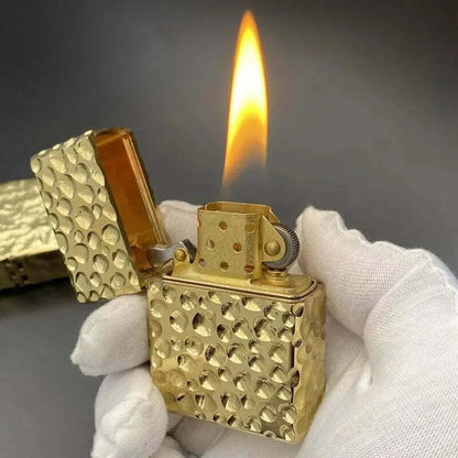 Open Premium Honeycomb Metal Lighter producing soft flame