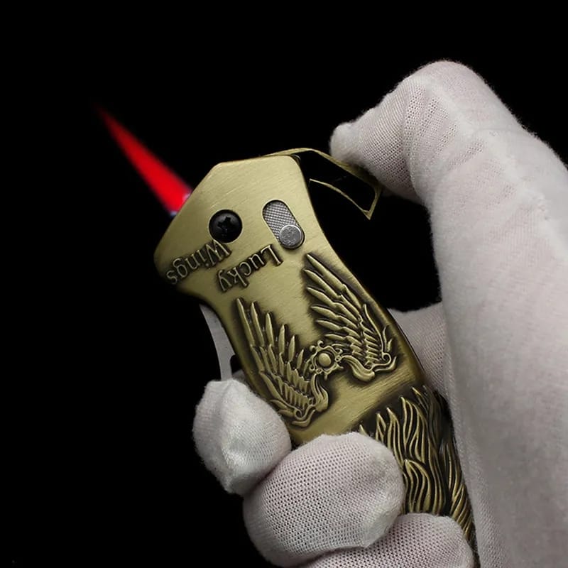 Eagle Head Green flame Windproof Lighter With Built in Knife