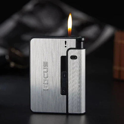 Saving Bundle- Classic black zippo lighter+Focus Aluminium cigarette case