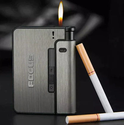 Saving Bundle- Classic black zippo lighter+Focus Aluminium cigarette case
