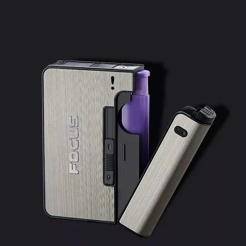 Saving Bundle- Classic black zippo lighter+Focus Aluminium cigarette case