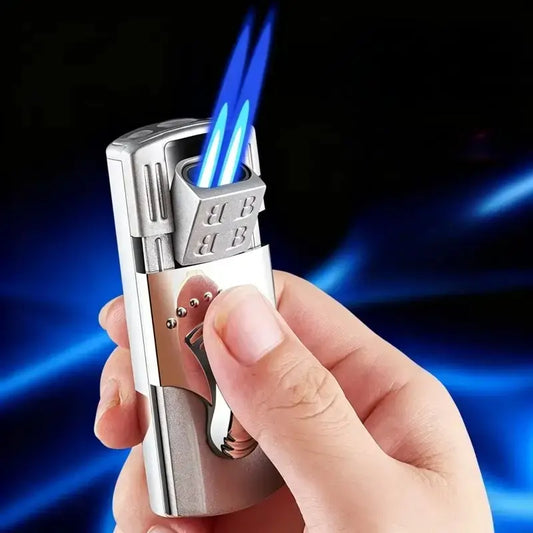 Horizon Jet Flame Lighter held in hand showing dual blue torch flames
