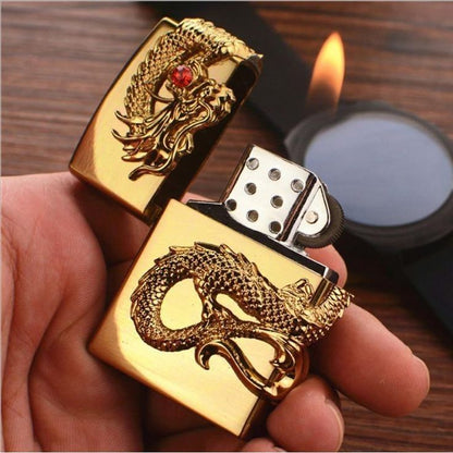 The CEO Bundle-3 in 1 Bundle (3D Dragon zippo lighter+Metal cigarette case+Zippo oil bottle)