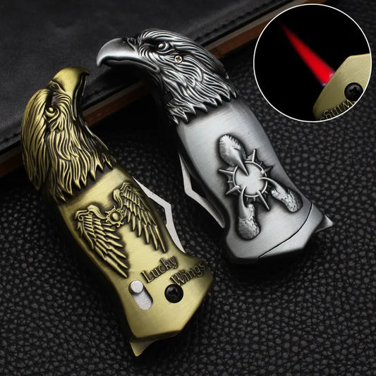 Eagle Head Green flame Windproof Lighter With Built in Knife