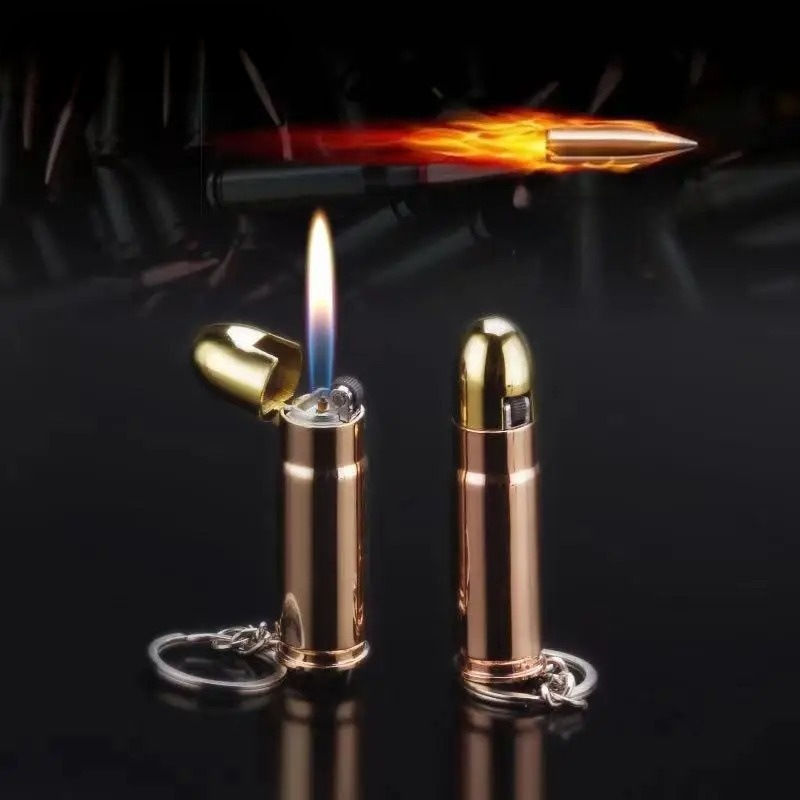 Creative Bullet Shape Gas Lighter, Portable Key Chain Lighter