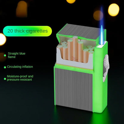 Luminous Cigarette Case, Cigarette Storage Box Open Pocket Holder with Heat  Pressure Lighter