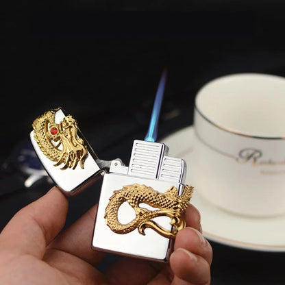 Iconic Bundle- 3D Dragon Jet Flame lighter+Metal Crafted Cigarette Case