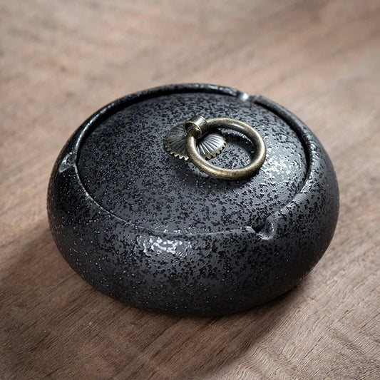 Textured Ceramic Cigarette Tray with Lid